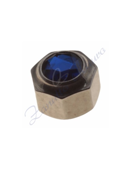 Corona acciaio per Cartier diametro mm 4,75 passo 0,90 con pietra blu