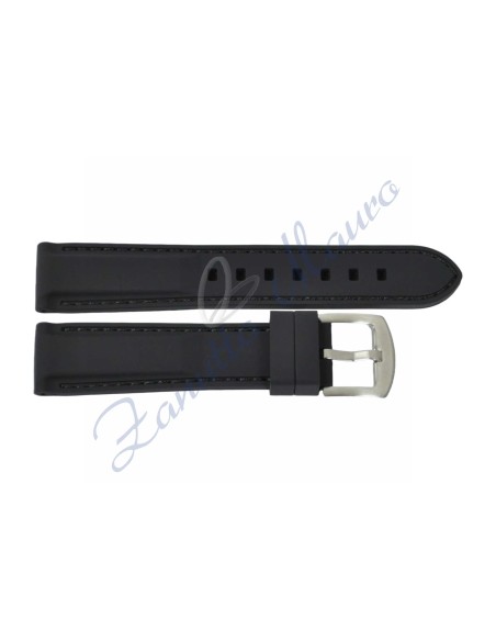 Cinturino JD003 in silicone ansa mm 20 colore nero con cuciture nere