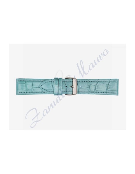 Polished leather strap 643 crocodile print light blue loop mm 30