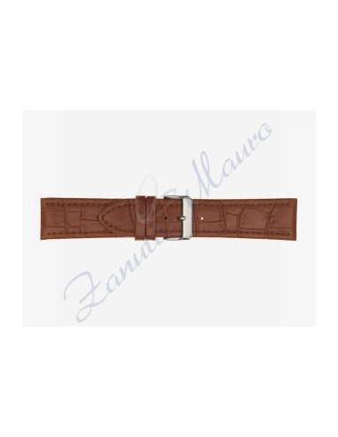 Shiny leather strap 643 crocodile print brown gold loop mm 24