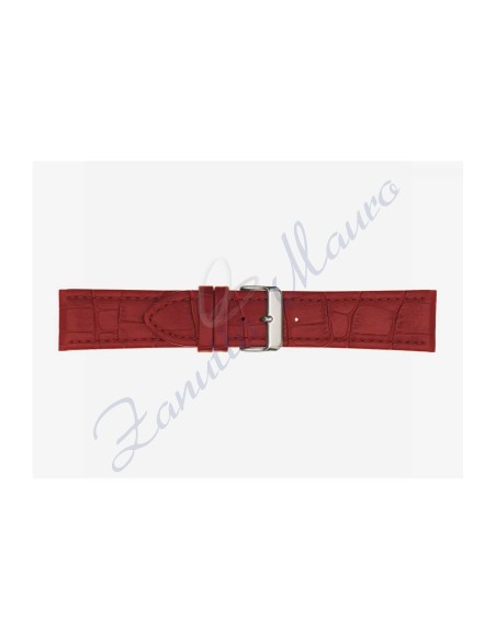 Polished leather strap 643 crocodile print red loop mm 30
