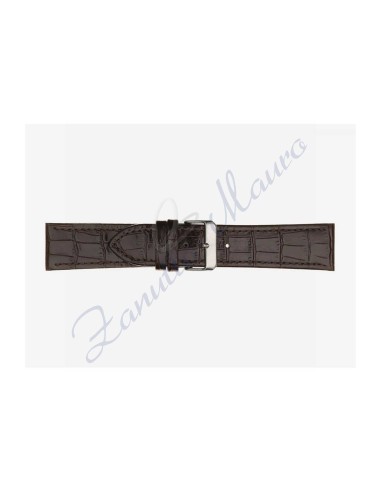 Polished leather strap 643 crocodile print dark brown loop mm 24