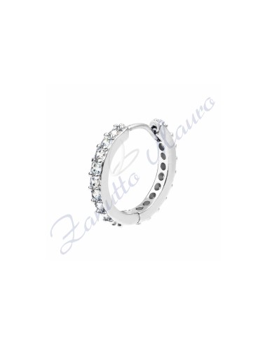 Hoop earring with crystals mm 8 in 316L steel