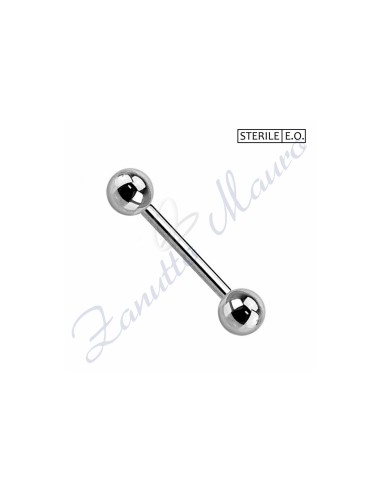 Sterile tongue barbell size mm 1.6x16x4 in 316L surgical steel