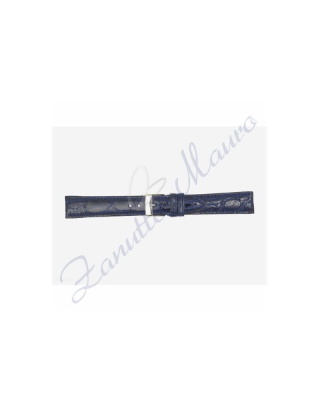 Cinturino 517/C in vera pelle coccodrillo piatto mm 16x14 blu medio