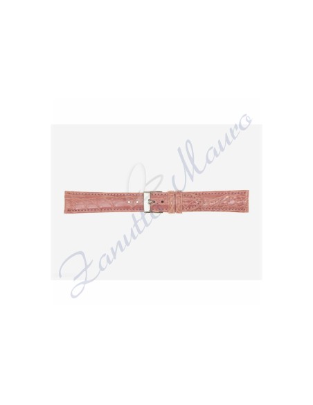 Cinturino 517/C in vera pelle coccodrillo piatto mm 16x14 rosa