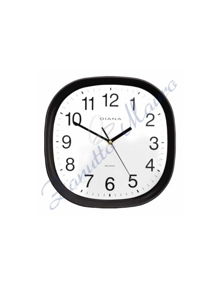 Wall clock with silent movement and glass. Black colour